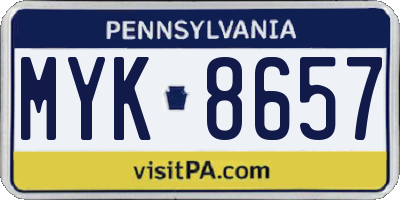 PA license plate MYK8657
