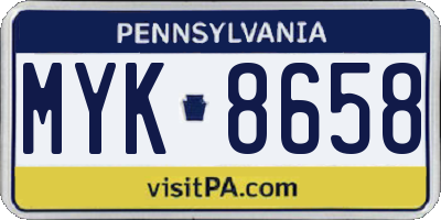PA license plate MYK8658