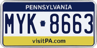 PA license plate MYK8663