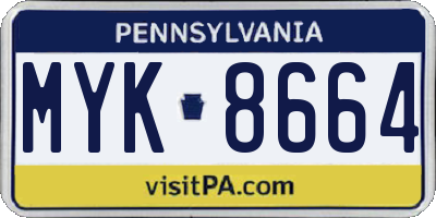 PA license plate MYK8664