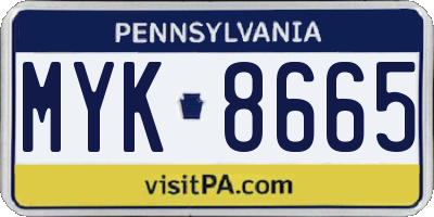 PA license plate MYK8665