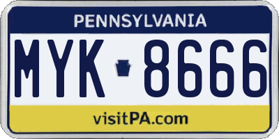 PA license plate MYK8666