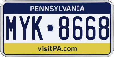 PA license plate MYK8668