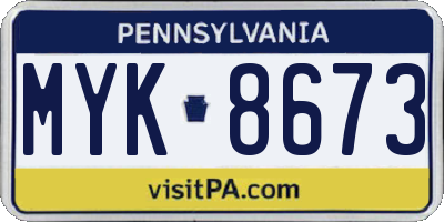 PA license plate MYK8673