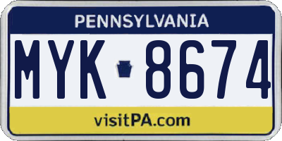 PA license plate MYK8674
