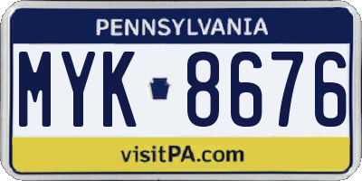 PA license plate MYK8676