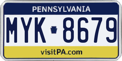 PA license plate MYK8679
