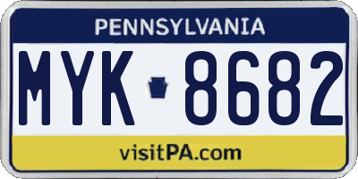 PA license plate MYK8682