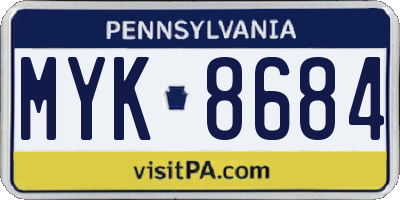 PA license plate MYK8684