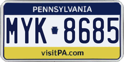 PA license plate MYK8685