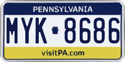 PA license plate MYK8686