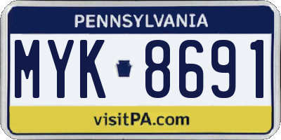 PA license plate MYK8691