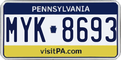 PA license plate MYK8693