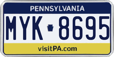 PA license plate MYK8695