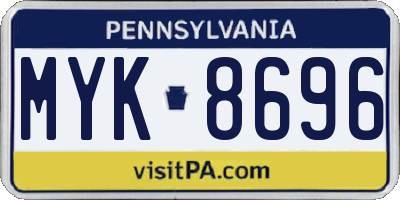 PA license plate MYK8696