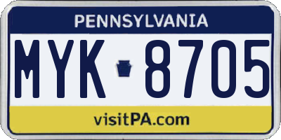 PA license plate MYK8705