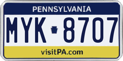 PA license plate MYK8707