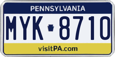 PA license plate MYK8710