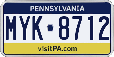 PA license plate MYK8712