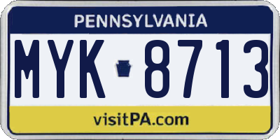 PA license plate MYK8713