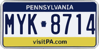 PA license plate MYK8714