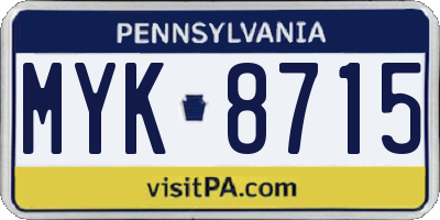 PA license plate MYK8715