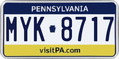 PA license plate MYK8717