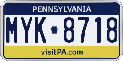 PA license plate MYK8718