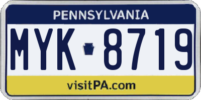PA license plate MYK8719
