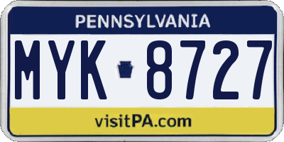 PA license plate MYK8727