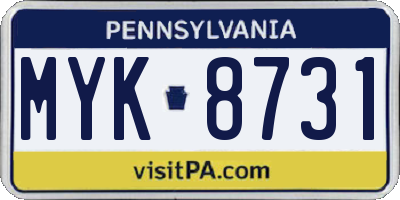 PA license plate MYK8731