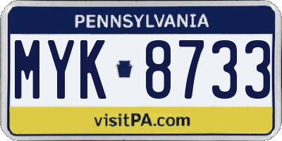 PA license plate MYK8733