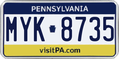 PA license plate MYK8735