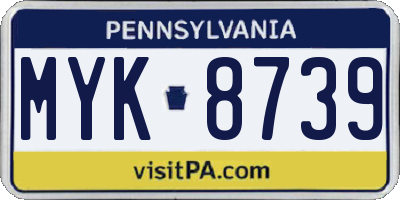 PA license plate MYK8739