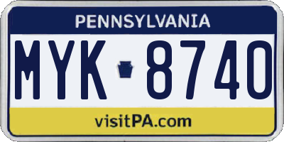 PA license plate MYK8740