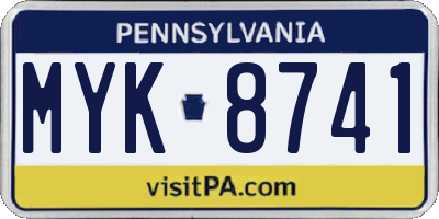 PA license plate MYK8741