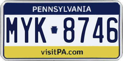 PA license plate MYK8746