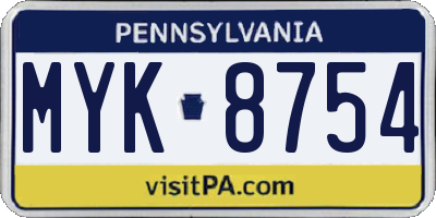 PA license plate MYK8754
