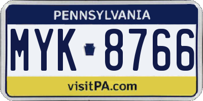 PA license plate MYK8766