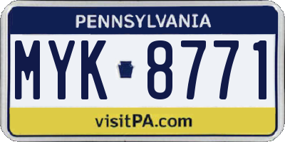 PA license plate MYK8771