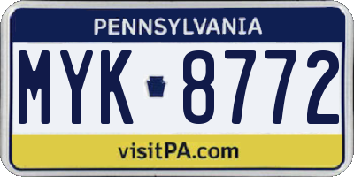 PA license plate MYK8772