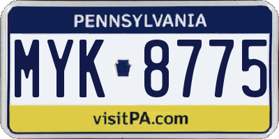 PA license plate MYK8775