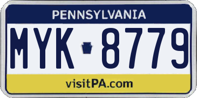PA license plate MYK8779