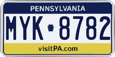 PA license plate MYK8782