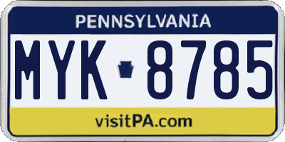 PA license plate MYK8785