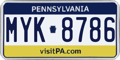 PA license plate MYK8786