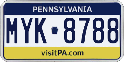 PA license plate MYK8788