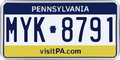 PA license plate MYK8791