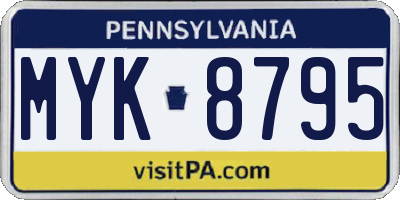 PA license plate MYK8795
