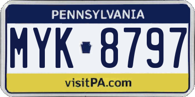 PA license plate MYK8797